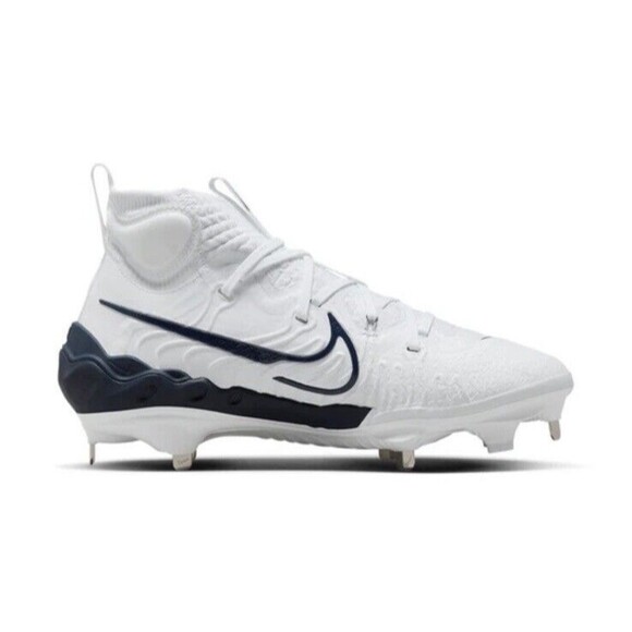 Size 9 Nike Alpha Huarache NXT Baseball Cleats Metal White Navy DJ6517-103 - Picture 2 of 6